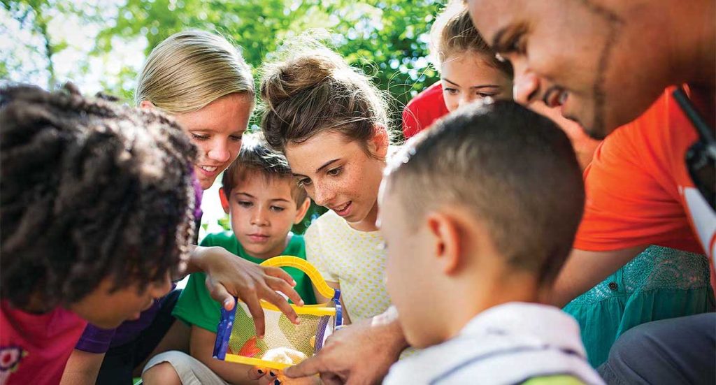 YMCA Campers with their camp leader
