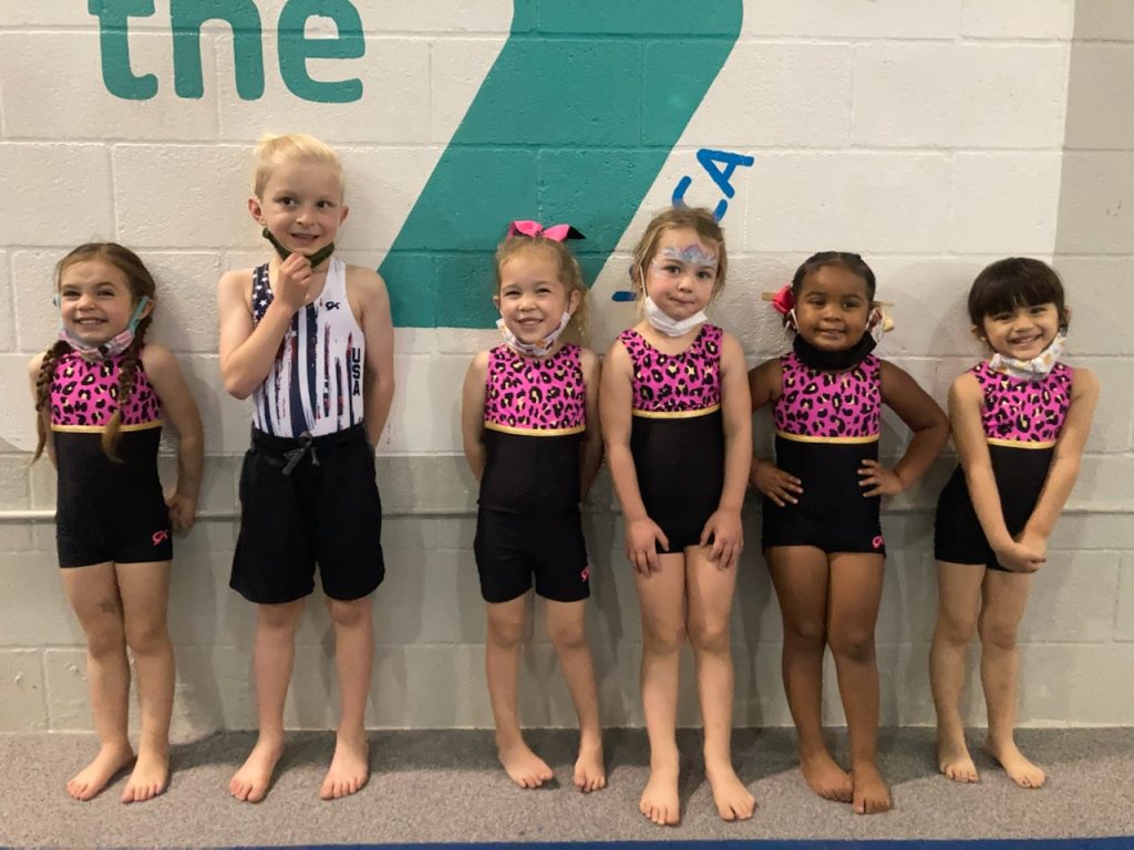 Photo of six gymnasts at the YMCA