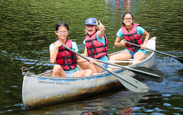 girls in canoe