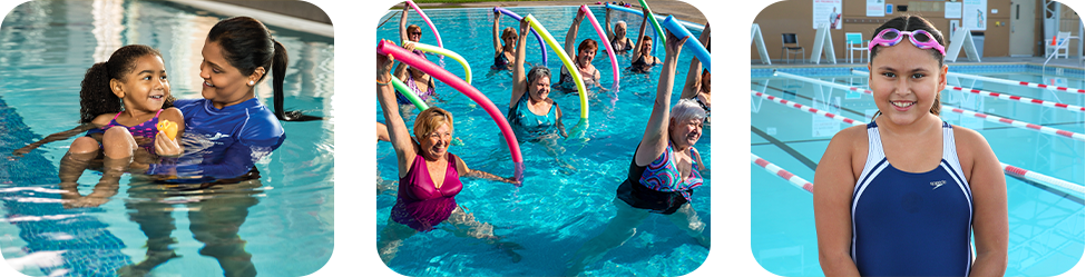 Three photos of the swim program at the Y