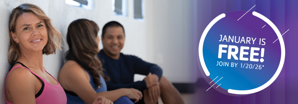 january is free at the Y with woman in group fitness class