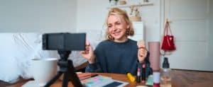 young girl creating content