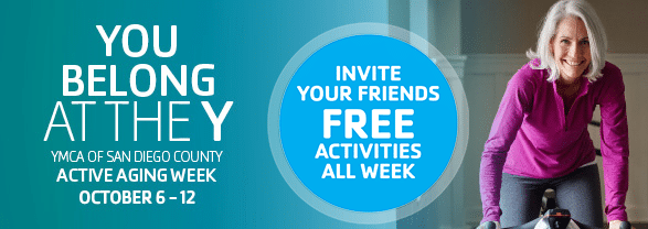active aging week with woman on cycle and free activities all week